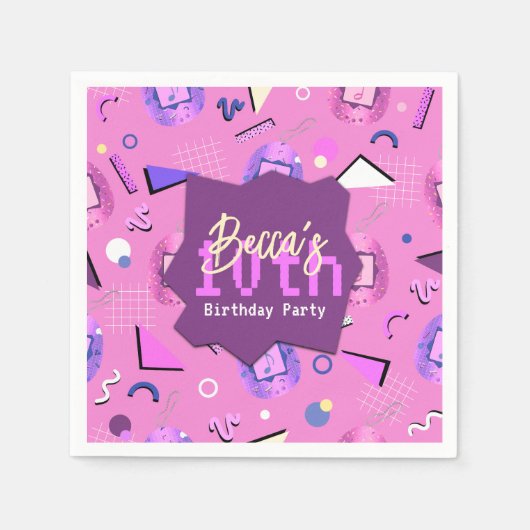 Serviette En Papier Anniversaire de Retro Pink Tamagotchi (Devant)