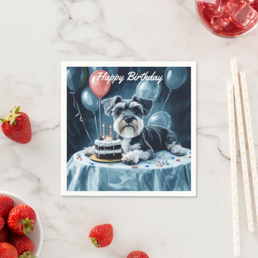 Serviette En Papier Anniversaire de Schnauzer (En situation)