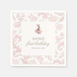 Serviette En Papier Anniversaire de Some Bunny Lapin Rose Fête