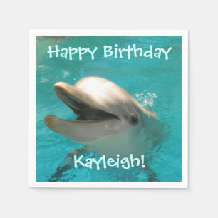 Serviette En Papier Anniversaire de sourire personnalisable de dauphin