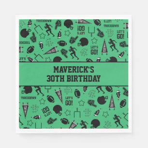 Serviette En Papier Anniversaire de sport vert de football américain