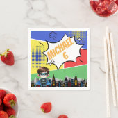 Serviette En Papier Anniversaire de Superhero (En situation)