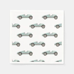 Serviette En Papier Anniversaire de voiture de course bleue