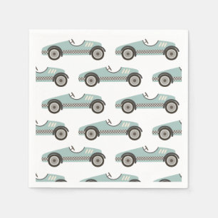 Serviette En Papier Anniversaire de voiture de course bleue