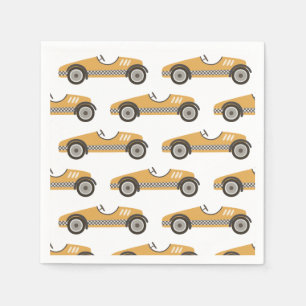 Serviette En Papier Anniversaire de voiture de course vintage jaune