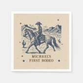 Serviette En Papier Anniversaire de Western Rodeo Cowboy (Devant)