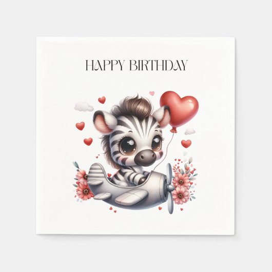 Serviette En Papier Anniversaire de Zebra Pilot (Devant)