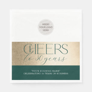 Serviette En Papier ANNIVERSAIRE D'ENTREPRISE élégant affaires or vert