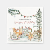 Serviette En Papier Anniversaire des bois d'hiver enchantés (Devant)