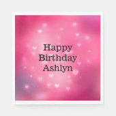 Serviette En Papier Anniversaire des Coeurs Bokeh roses (Devant)