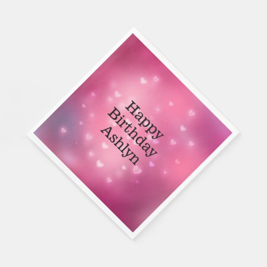 Serviette En Papier Anniversaire des Coeurs Bokeh roses (Coin)
