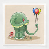Serviette En Papier Anniversaire des dinosaures et des ballons (Devant)