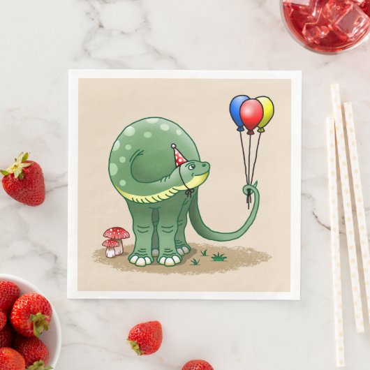 Serviette En Papier Anniversaire des dinosaures et des ballons (En situation)