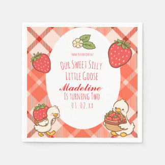 Serviette En Papier Anniversaire des fraises d'oie doux bête