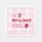 Serviette En Papier "Anniversaire des fraises roses et rouges" (Devant)