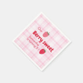 Serviette En Papier "Anniversaire des fraises roses et rouges" (Coin)