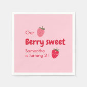 Serviette En Papier "Anniversaire des fraises roses et rouges" (Devant)