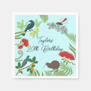 Serviette En Papier Anniversaire des oiseaux de Nouvelle-Zélande