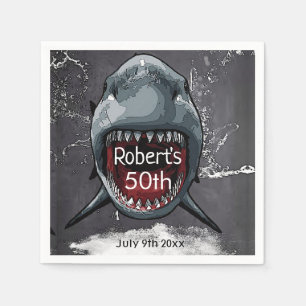 Serviette En Papier Anniversaire des requins, Attaque des requins,