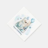 Serviette En Papier Anniversaire d'hiver des ours pingouins et polaire (Coin)