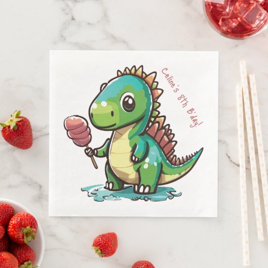 Serviette En Papier Anniversaire Dinosaur (En situation)