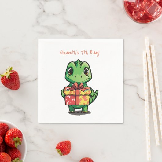 Serviette En Papier Anniversaire Dinosaur (En situation)
