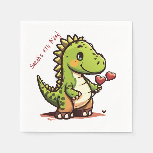 Serviette En Papier Anniversaire Dinosaur (Devant)