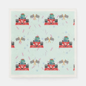 Serviette En Papier Anniversaire Dinosaur course voiture rouge course (Devant)