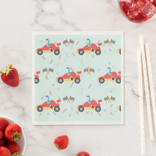Serviette En Papier Anniversaire Dinosaur course voiture rouge course 