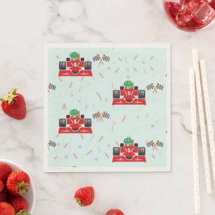 Serviette En Papier Anniversaire Dinosaur course voiture rouge course 