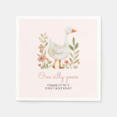 Serviette En Papier Anniversaire d'Oie sotte rose (Devant)