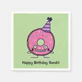 Serviette En Papier Anniversaire Donut rose givrage saupoudrer casquet (Devant)