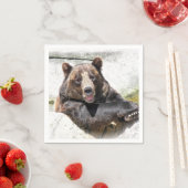 Serviette En Papier anniversaire d'ours souriant (En situation)