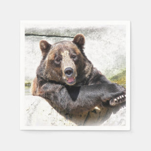 Serviette En Papier anniversaire d'ours souriant