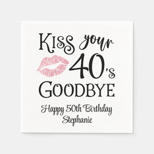 Serviette En Papier Anniversaire drôle Baiser votre décennie Adieu per (Devant)