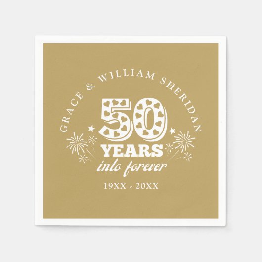 Serviette En Papier Anniversaire du 50e Mariage de Forever Gold (Devant)