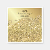 Serviette En Papier Anniversaire du 50e Mariage d'or Sparkle (Devant)