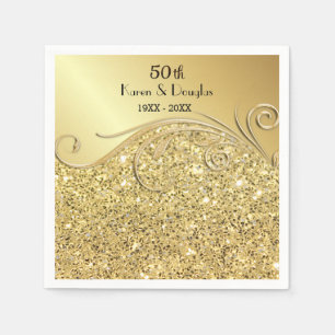 Serviette En Papier Anniversaire du 50e Mariage d'or Sparkle