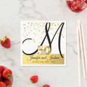 Serviette En Papier Anniversaire du 50e Mariage Monogrammed Gold (En situation)