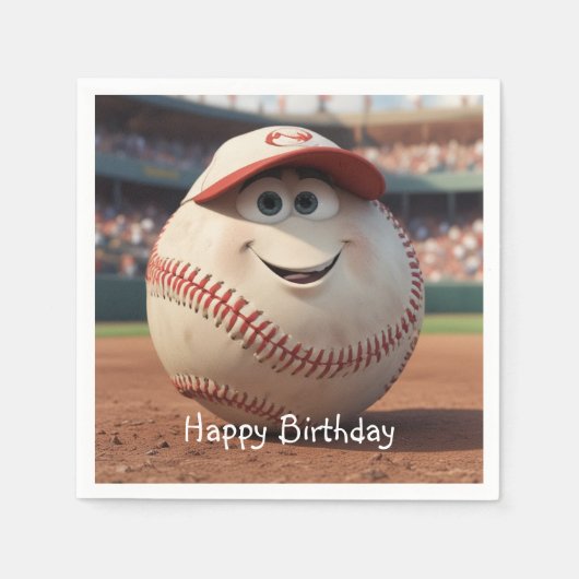 Serviette En Papier Anniversaire du baseball de dessin (Devant)