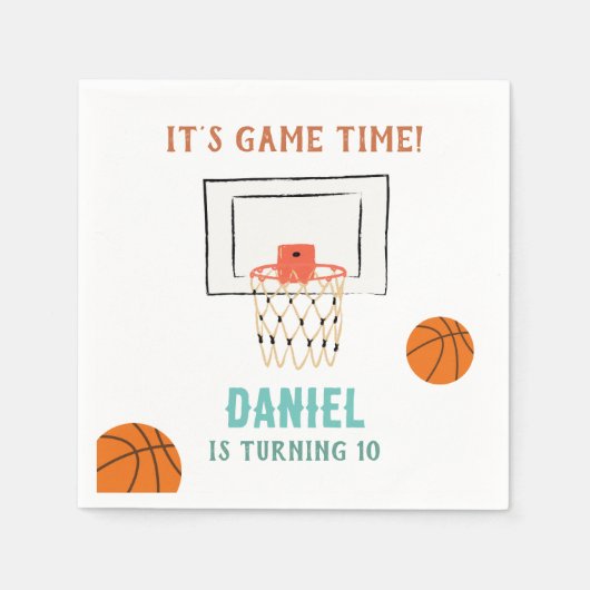 Serviette En Papier Anniversaire du basket-ball (Devant)