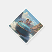 Serviette En Papier Anniversaire du bateau à moteur (Coin)