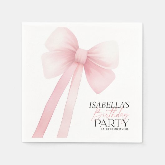 Serviette En Papier Anniversaire du Bow rose (Devant)