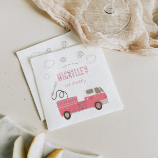 Serviette En Papier Anniversaire du camion rose