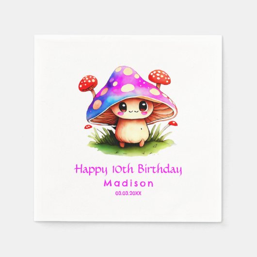 Serviette En Papier Anniversaire du Champignon (Devant)