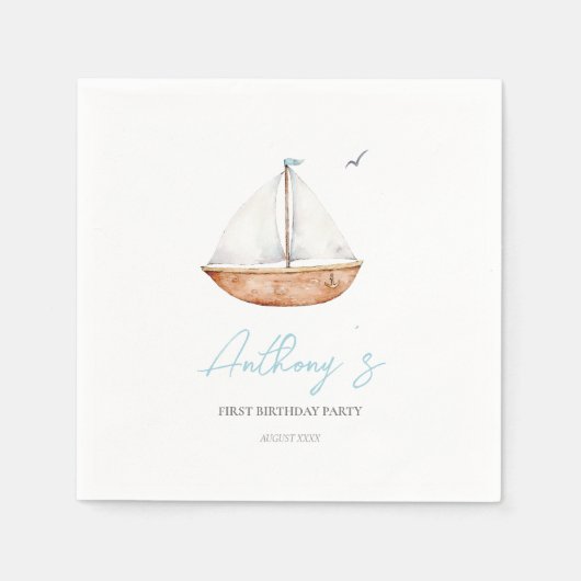 Serviette En Papier Anniversaire du Charming Rustic Sailboat (Devant)
