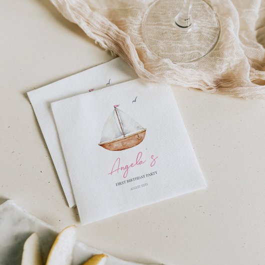 Serviette En Papier Anniversaire du Charming Rustic Sailboat