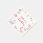 Serviette En Papier Anniversaire du Dinosaure Boho Rose (Coin)