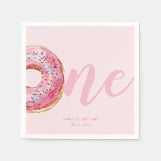 Serviette En Papier Anniversaire du Donut rose (Devant)