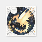 Serviette En Papier Anniversaire du dragon enchanté pour enfants (Devant)